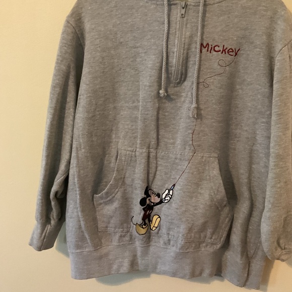 Classic gray DISNEY 1/4 Zip Gray Mickey Mouse Hoodie - Picture 4 of 5